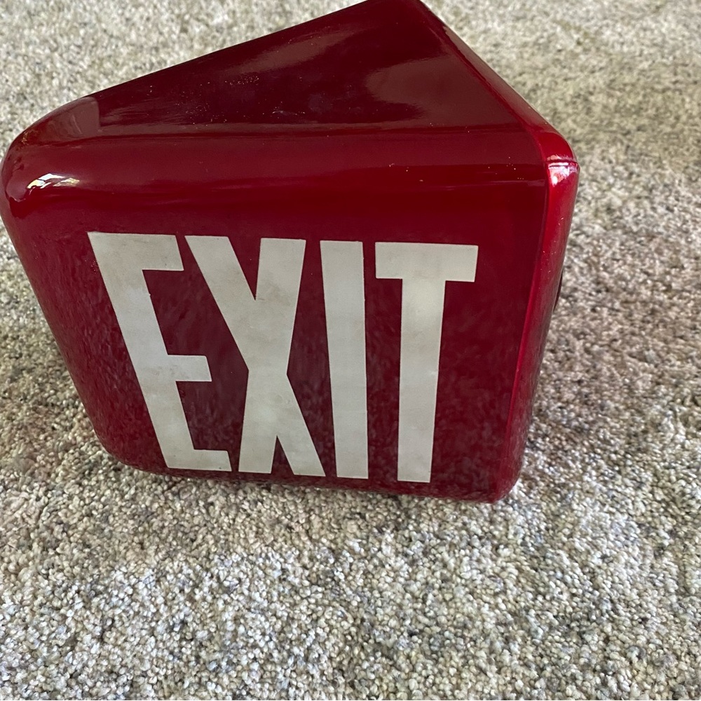 Vintage 40s 50s Glass Exit Sign